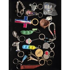 Lot Of Vintage Assorted Varieties Novelty Key Chains Enamel Plastic & Metal